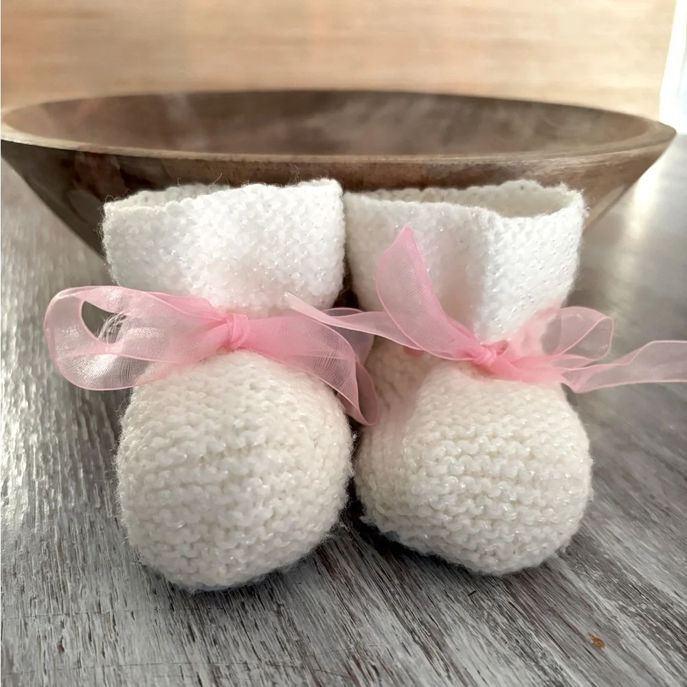 🎀👼 Vintage Knitted Handmade Baby Booties